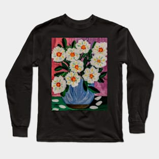 A lovely boutique of abstract flowers in a blue vase . Long Sleeve T-Shirt